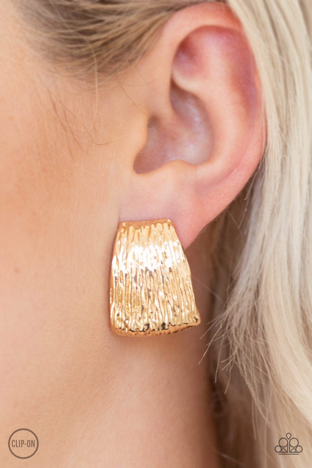 Superstar Shimmer - Gold Clip-on Earrings - Paparazzi