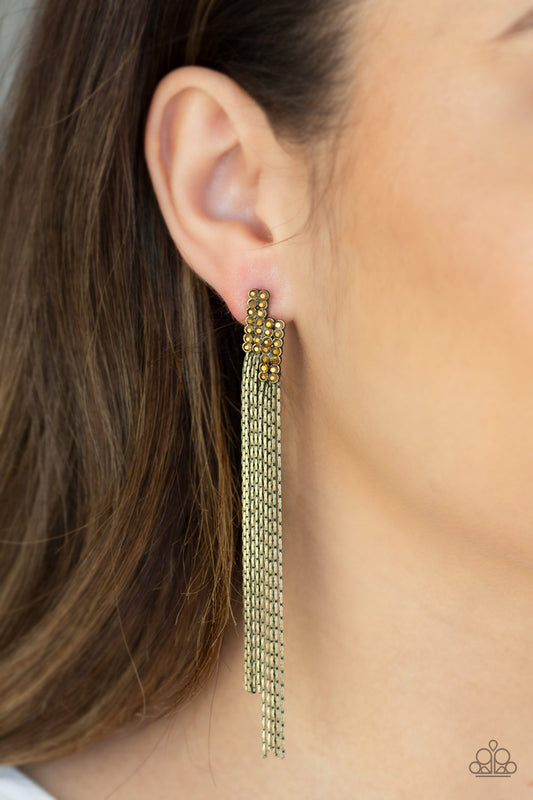 Radio Waves - Brass Paparazzi Earrings