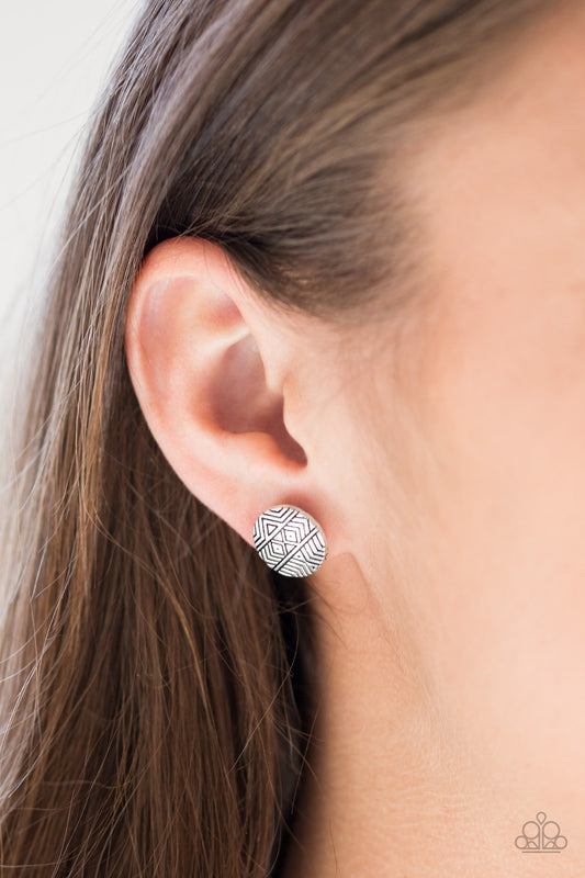 Bright As A Button - Silver Earrings - Paparazzi
