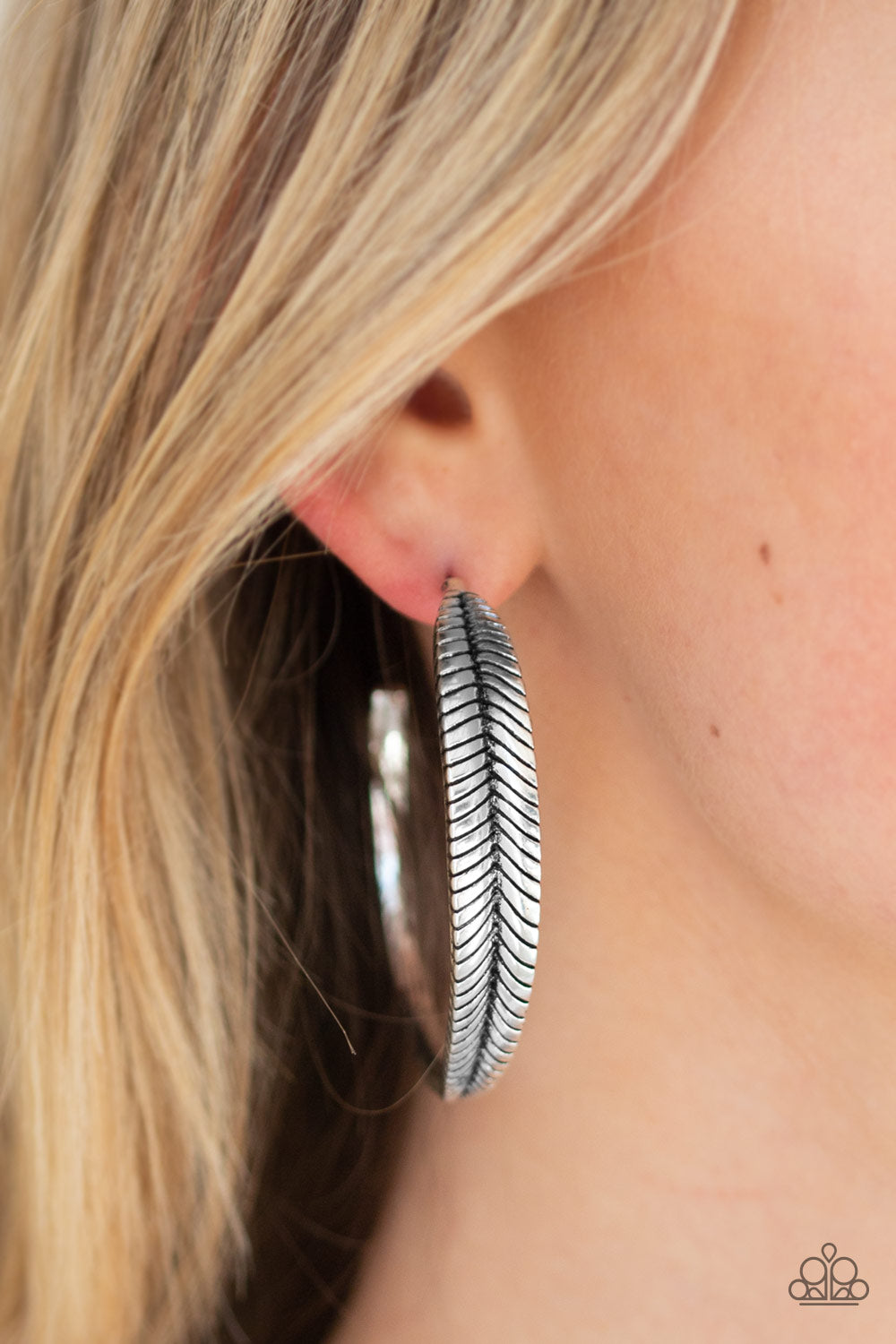 Funky Feathers - Silver Earrings - Paparazzi