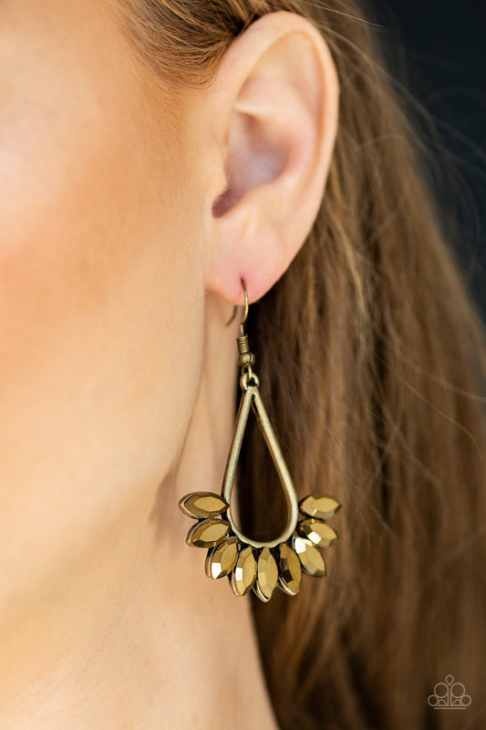 Paparazzi Earrings - Be On Guard - Brass