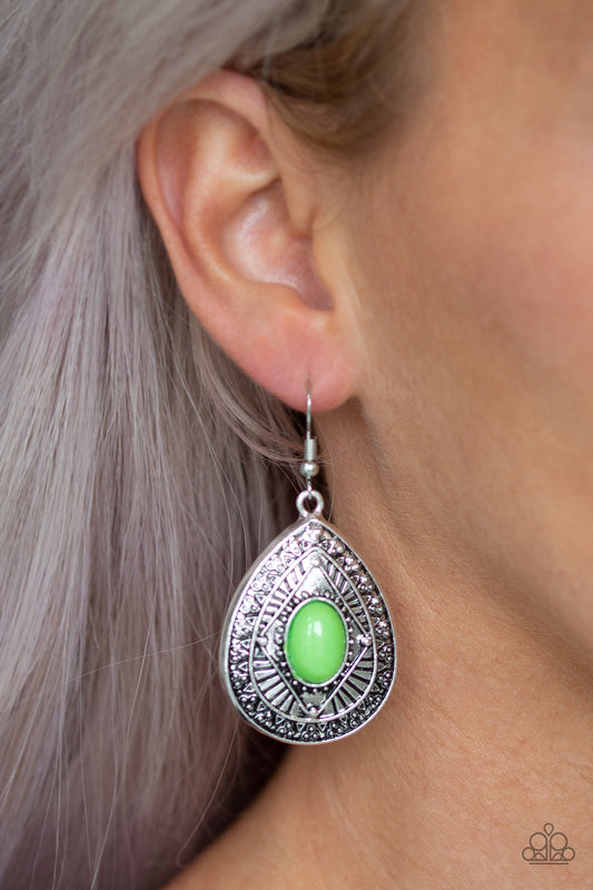 Tropical Topography - Green Earrings - Paparazzi