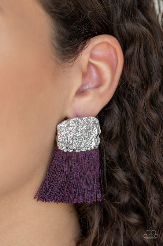 Paparazzi Plume Bloom Purple Earrings