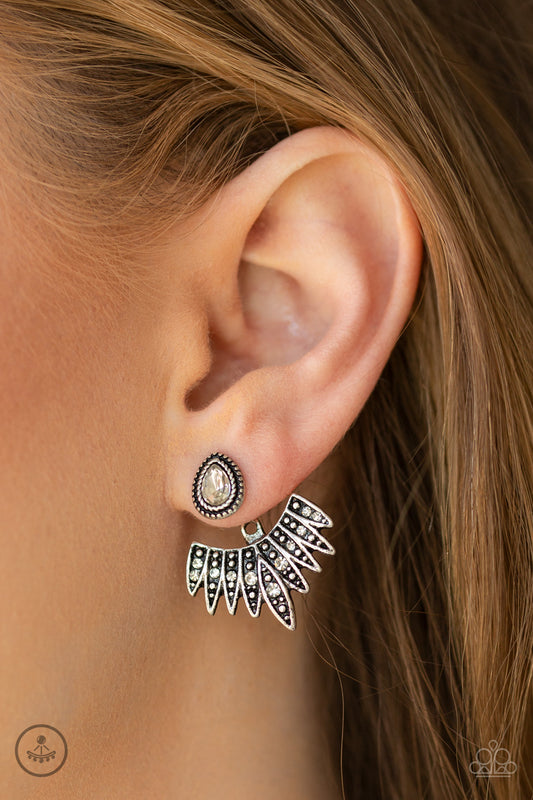 Wing Fling - White Earrings - Paparazzi
