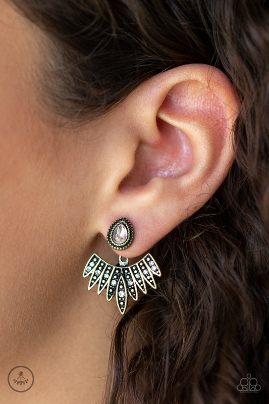 Wing Fling - Brass Paparazzi Earrings