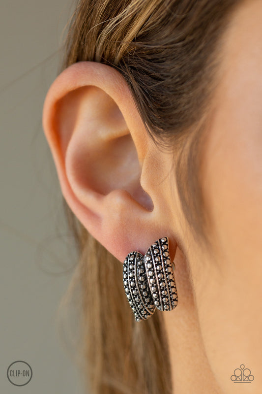 Paparazzi Texture Twist - Silver CLIP-ON Earrings