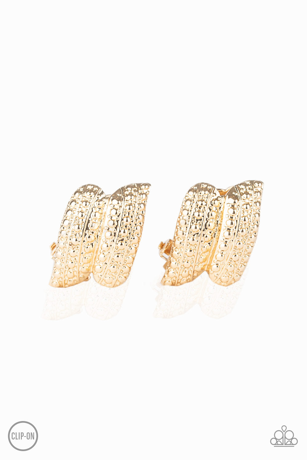 Paparazzi CLIP-ON Texture Twist Gold Earrings