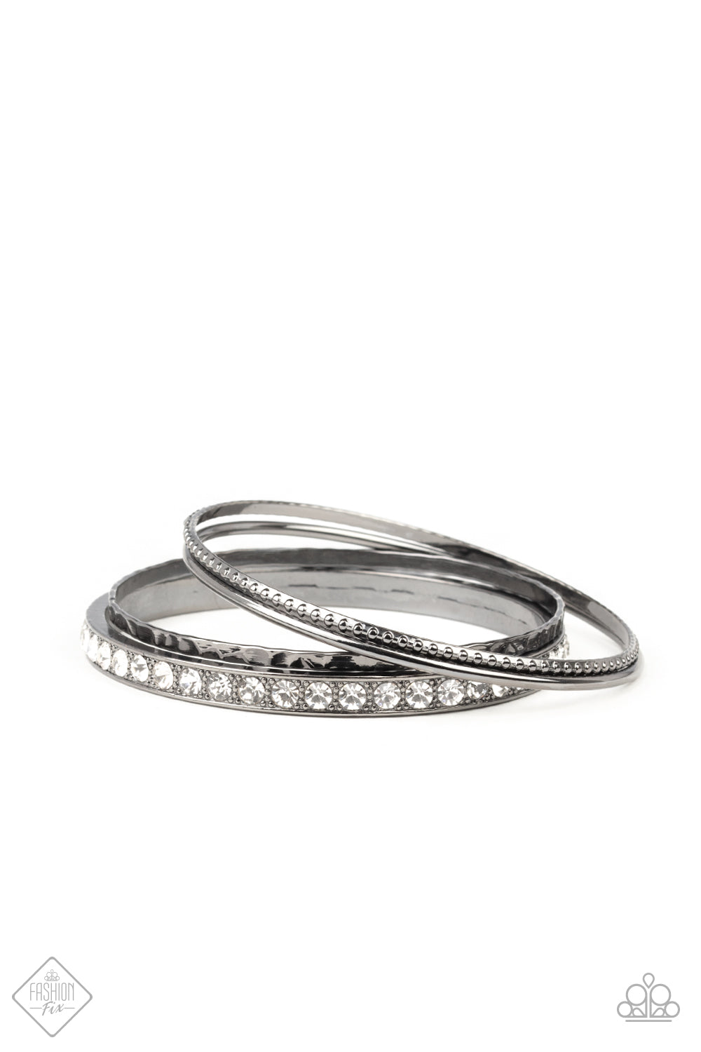 Fearless Shimmer Rhinestone and Gunmetal Black Bangle