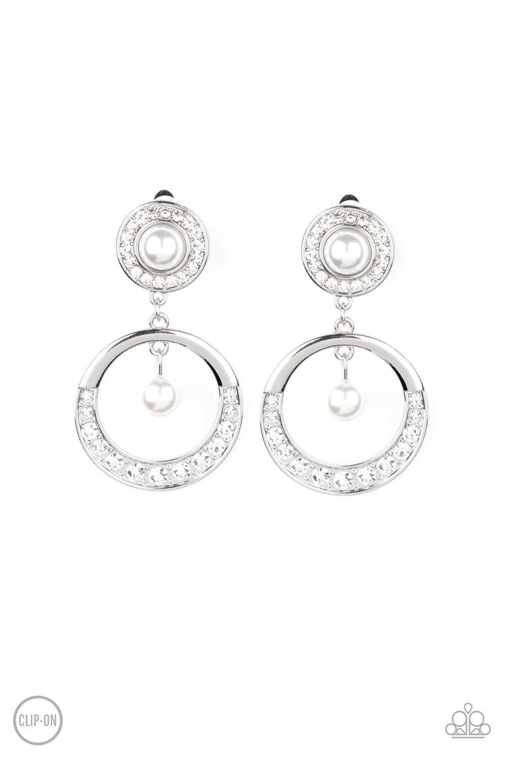 Paparazzi Earrings CLIP-ON Royal Revival - White