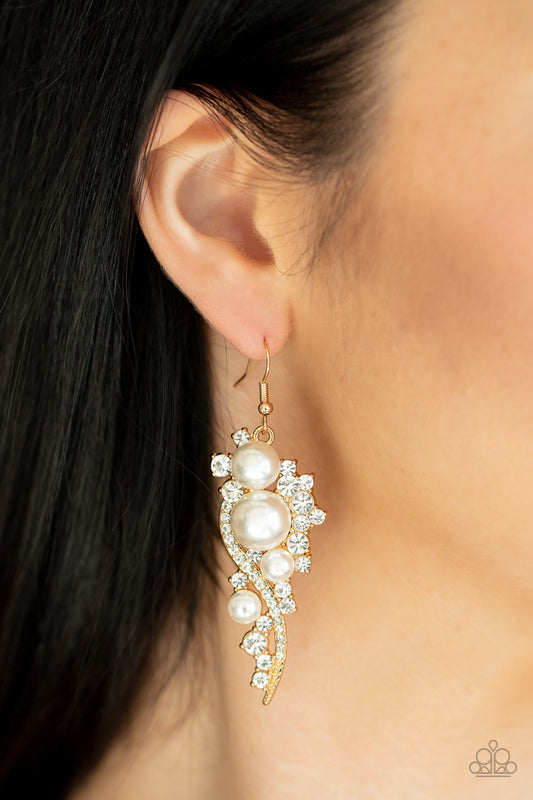 Paparazzi Earrings - High-End Elegance - Gold