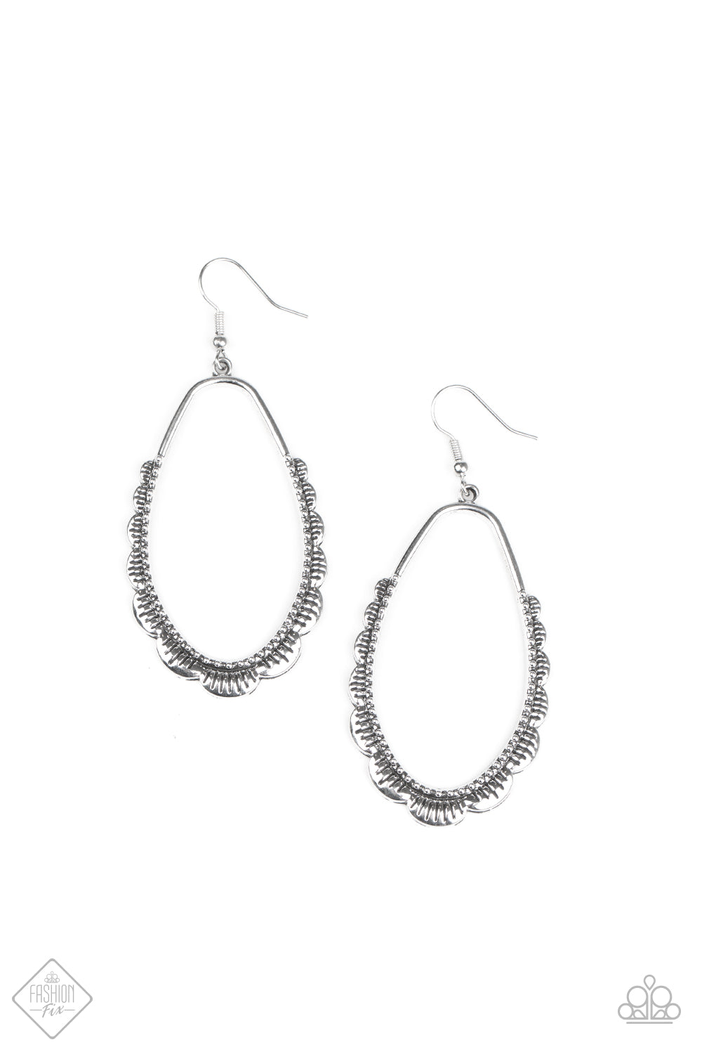 Paparazzi RUFFLE Around the Edges Silver Earrings