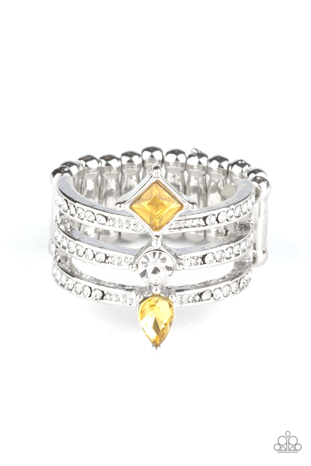 Paparazzi Ring Triple Throne Twinkle - Yellow