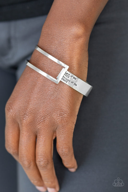 Paparazzi America The BRAVE Silver Cuff Bracelet