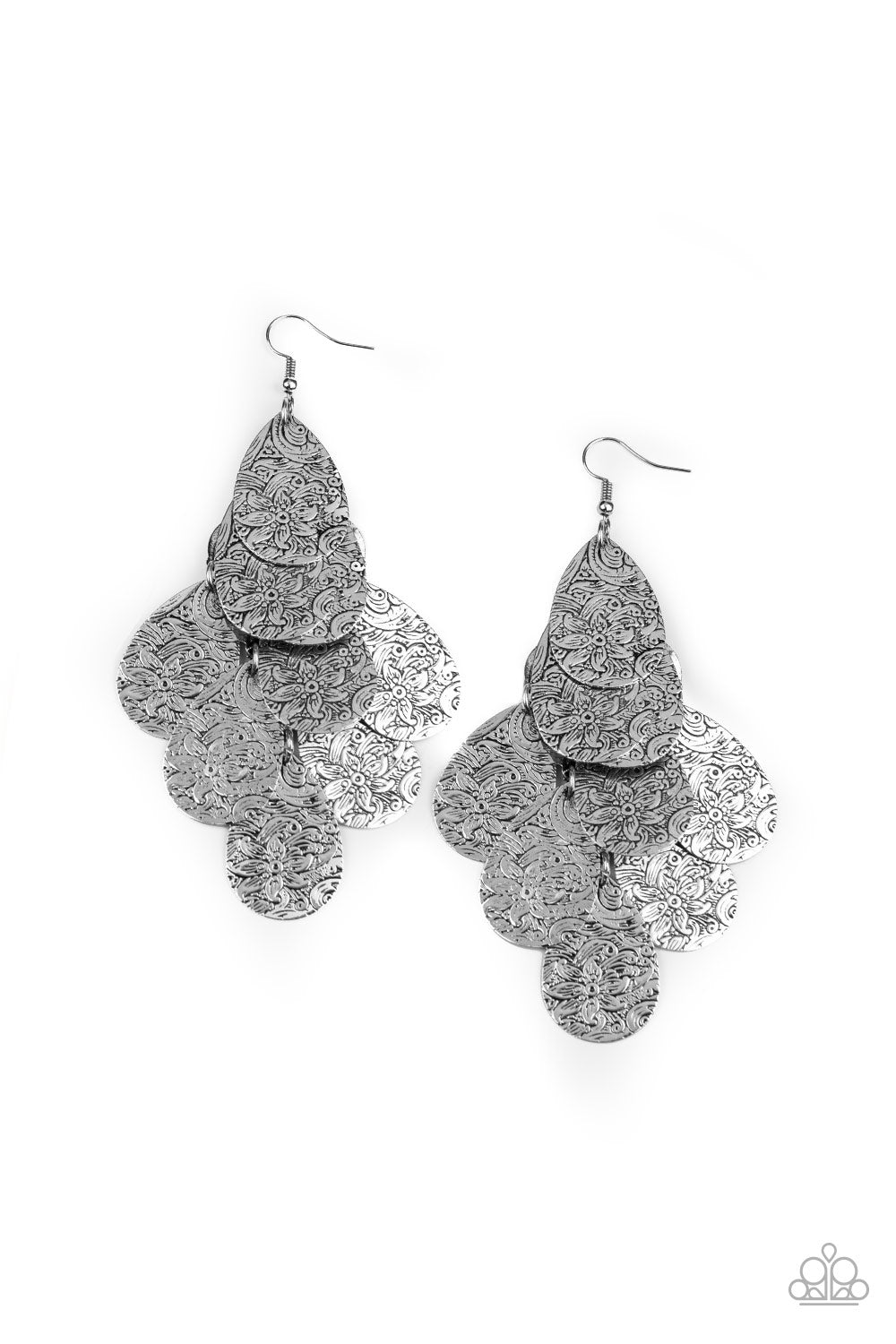 Hibiscus Harmony - Silver Paparazzi Earrings