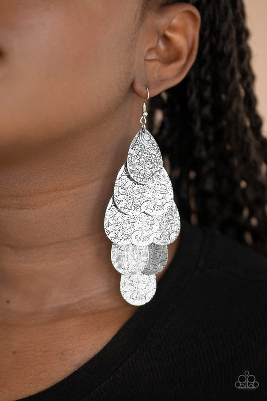 Hibiscus Harmony - Silver Paparazzi Earrings