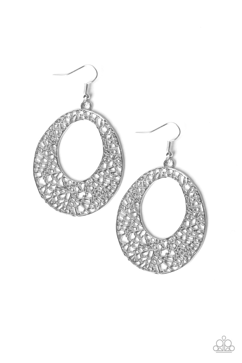 Serenely Shattered - Silver Paparazzi Earrings