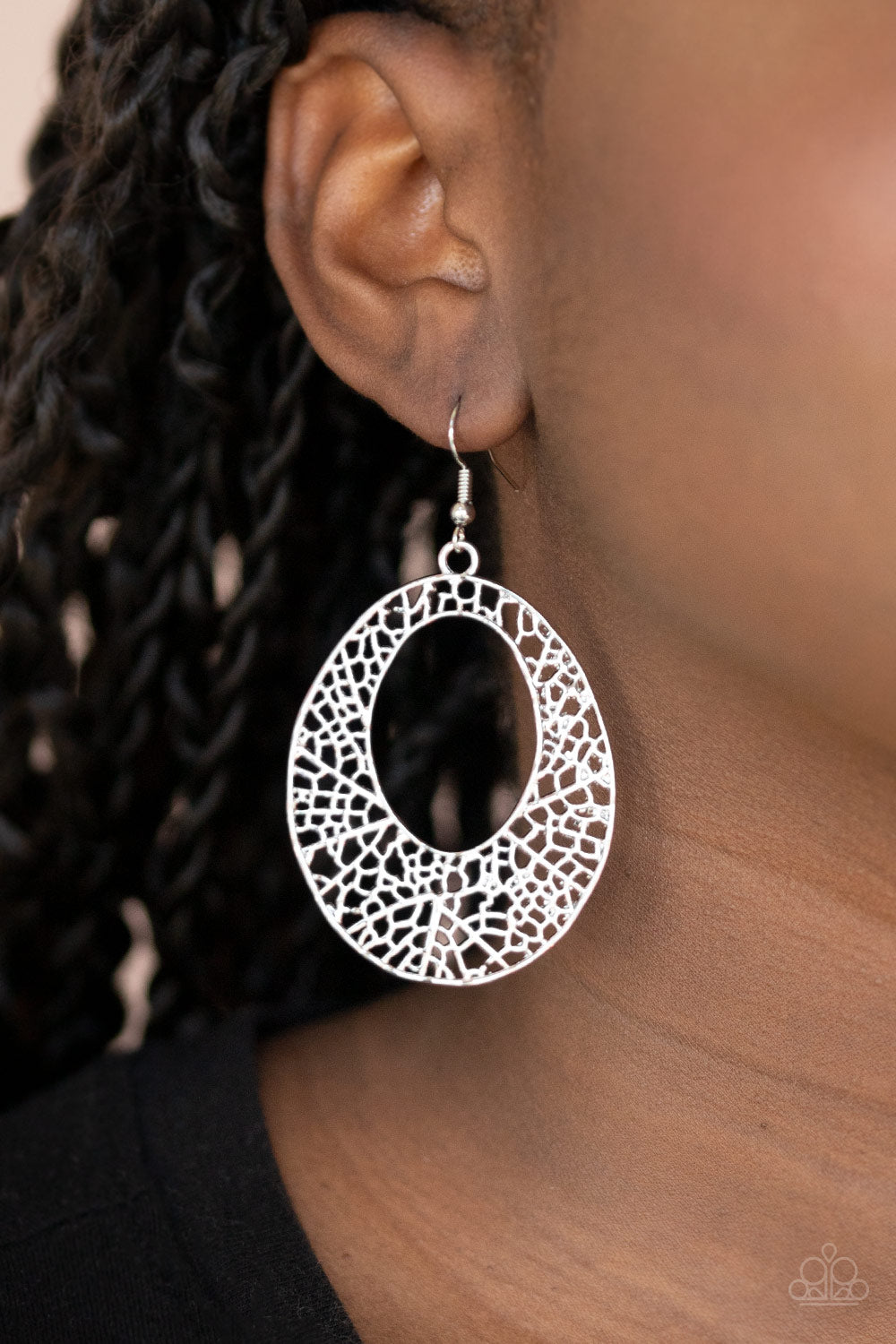 Serenely Shattered - Silver Paparazzi Earrings