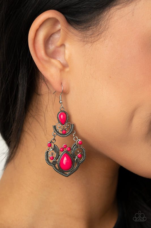 Paparazzi Palm Tree Tiaras Pink Earrings
