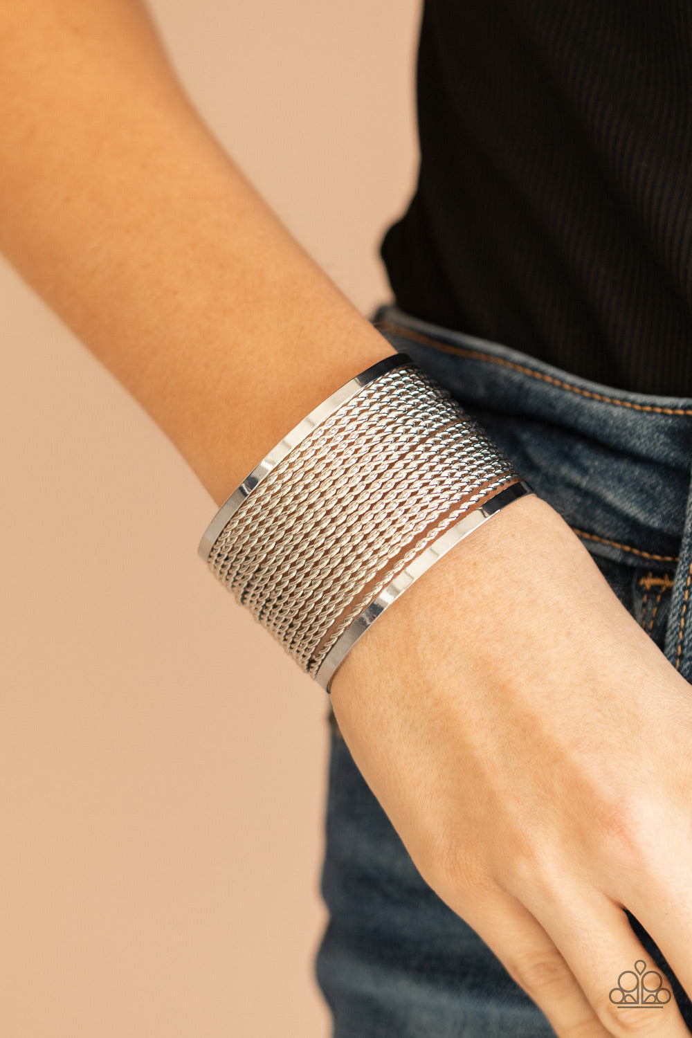 Stacked Sensation - Silver Cuff Bracelet - Paparazzi