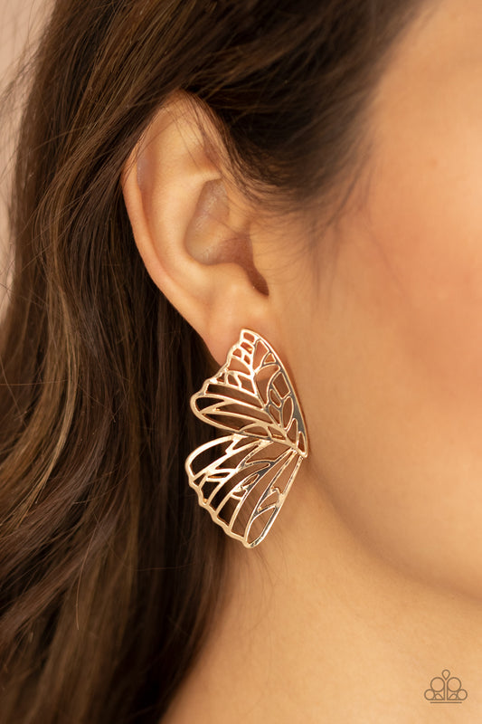 Paparazzi Butterfly Frills - Gold Earrings