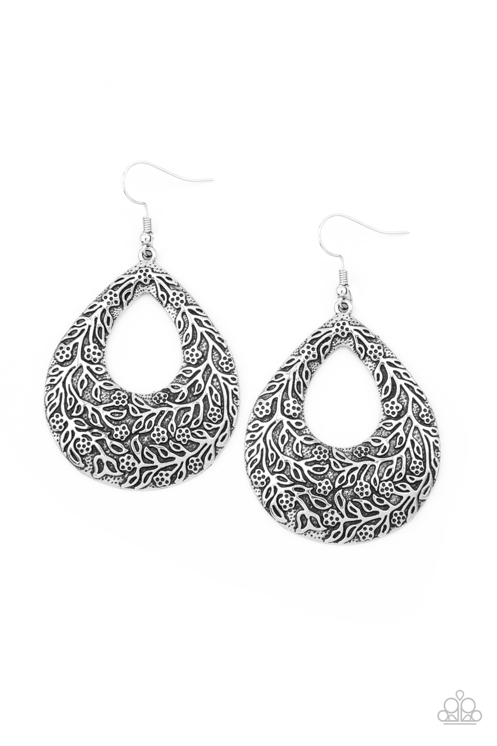 Flirtatiously Flourishing - Silver Earrings - Paparazzi