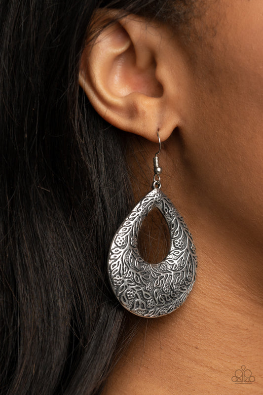 Flirtatiously Flourishing - Silver Earrings - Paparazzi