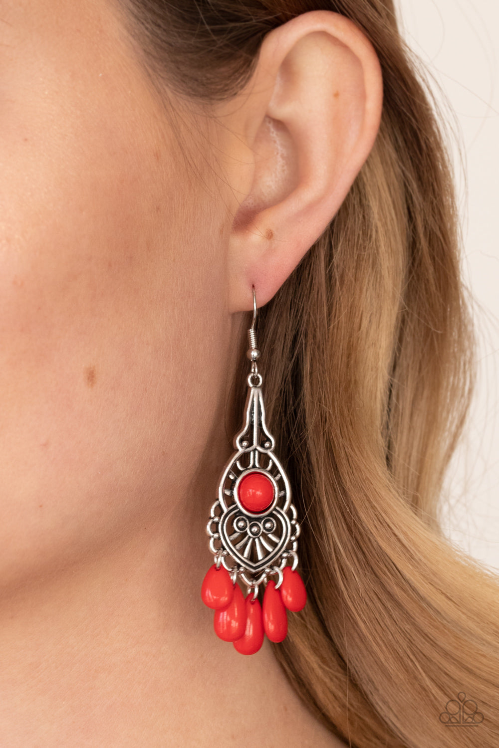 Fruity Tropics - Red - Paparazzi Earrings