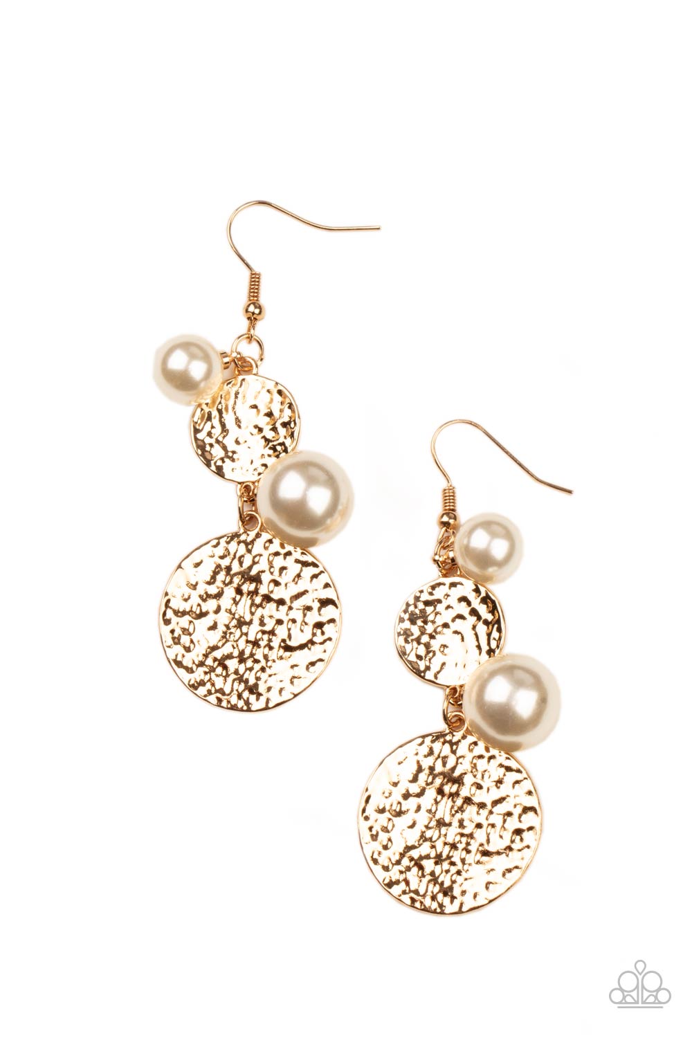 Pearl Dive - Gold Earrings-Paparazzi