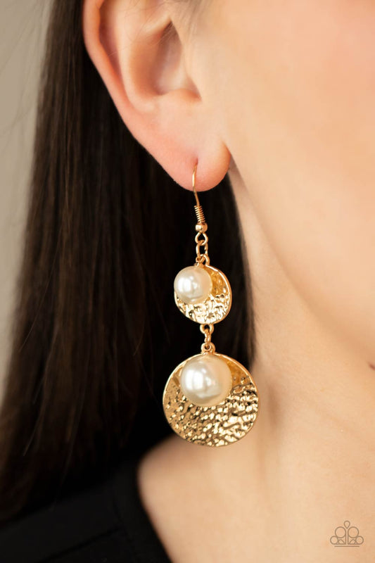 Pearl Dive - Gold Earrings-Paparazzi