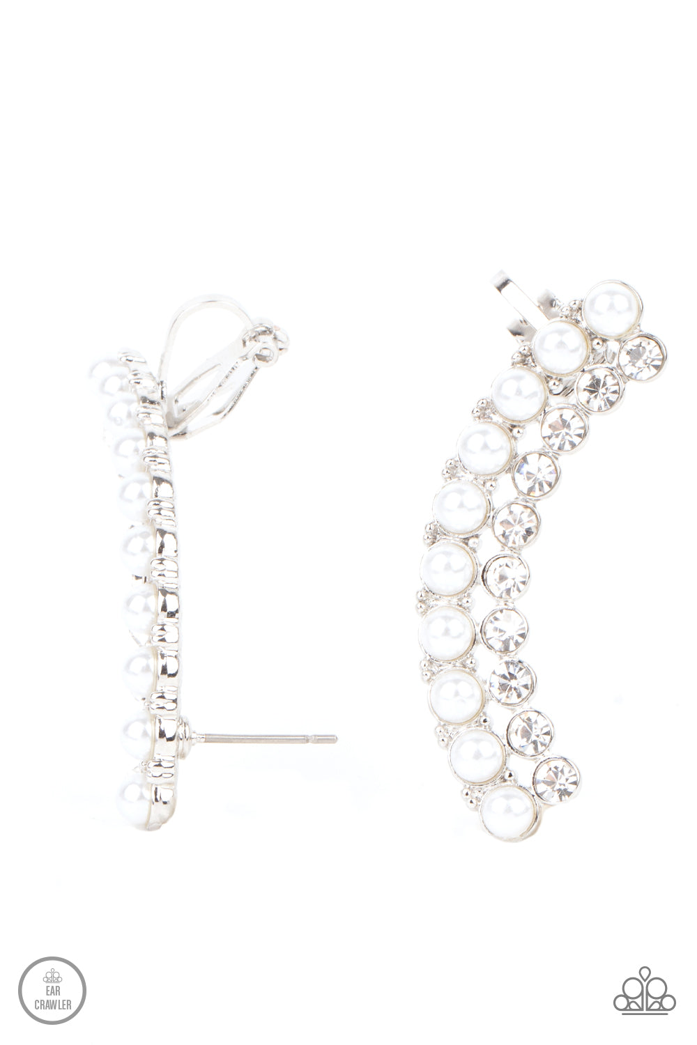 Doubled Down On Dazzle - White Paparazzi Earrings