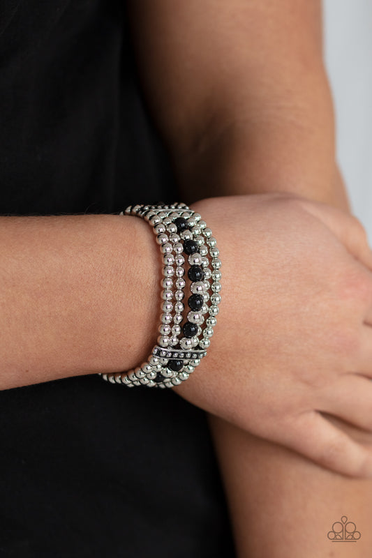 Paparazzi Gloss Over The Details Black Bracelet