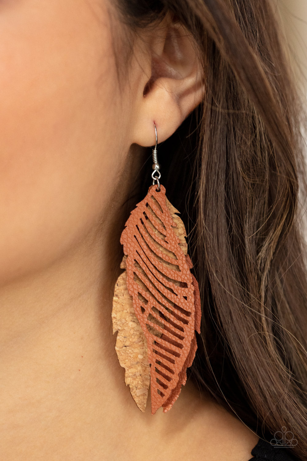 WINGING Off The Hook - Brown - Paparazzi Earrings