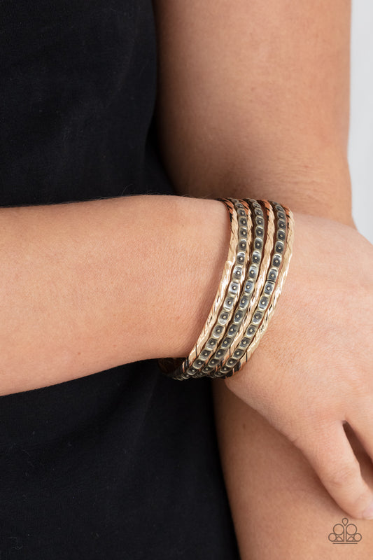 Paparazzi Back-To-Back Stacks - Gold Bracelets
