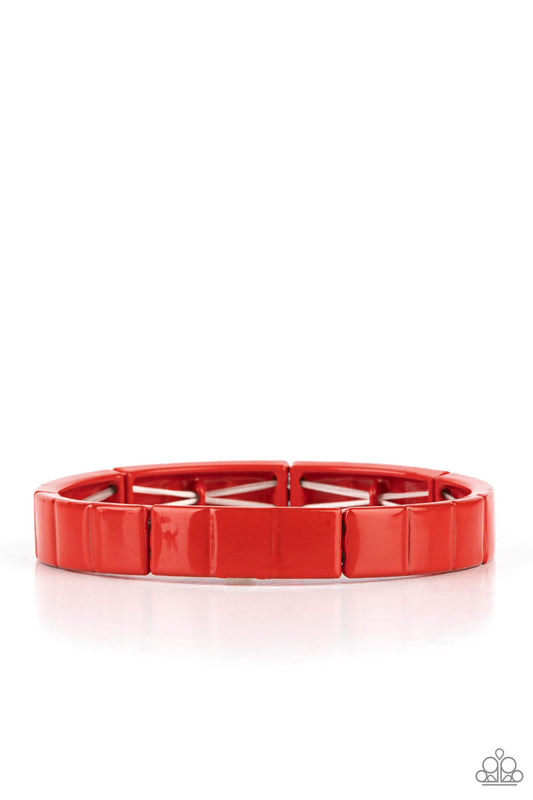 Material Movement - Red Bracelet - Paparazzi