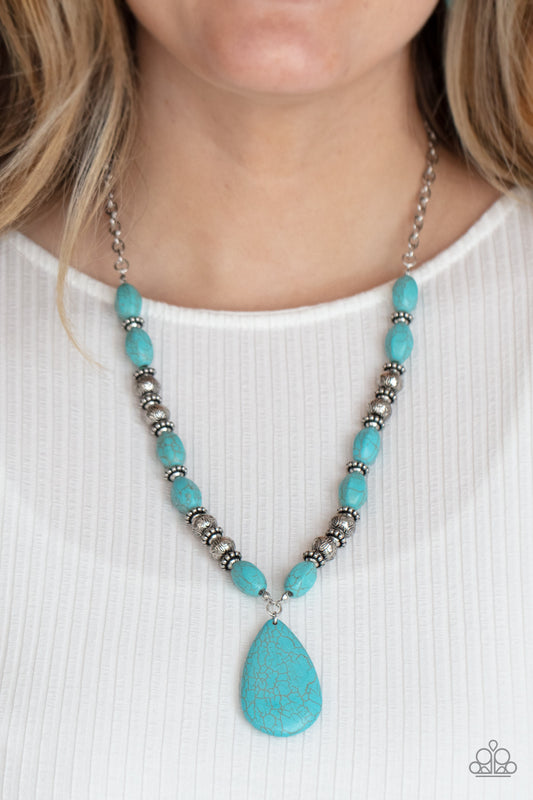 Paparazzi Blazing Saddles - Turquoise Necklace