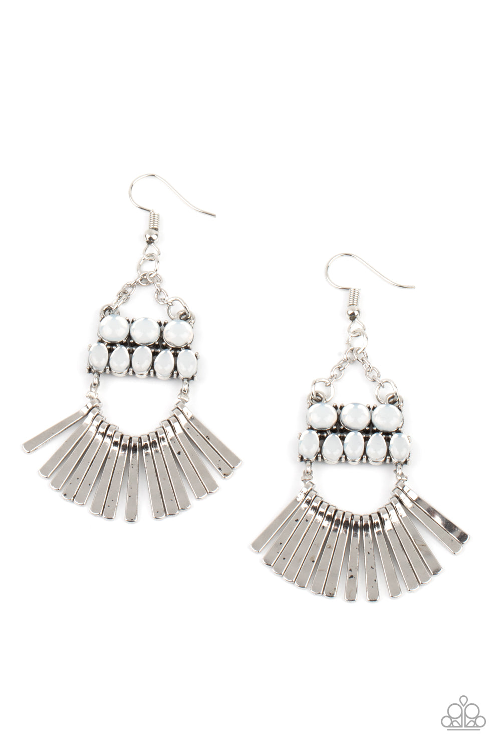 FLARE For Fierceness - White Earrings - Paparazzi