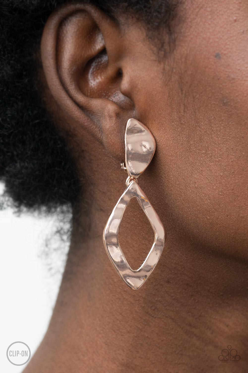 Industrial Gallery - Rose Gold Clip-on Earrings - Paparazzi