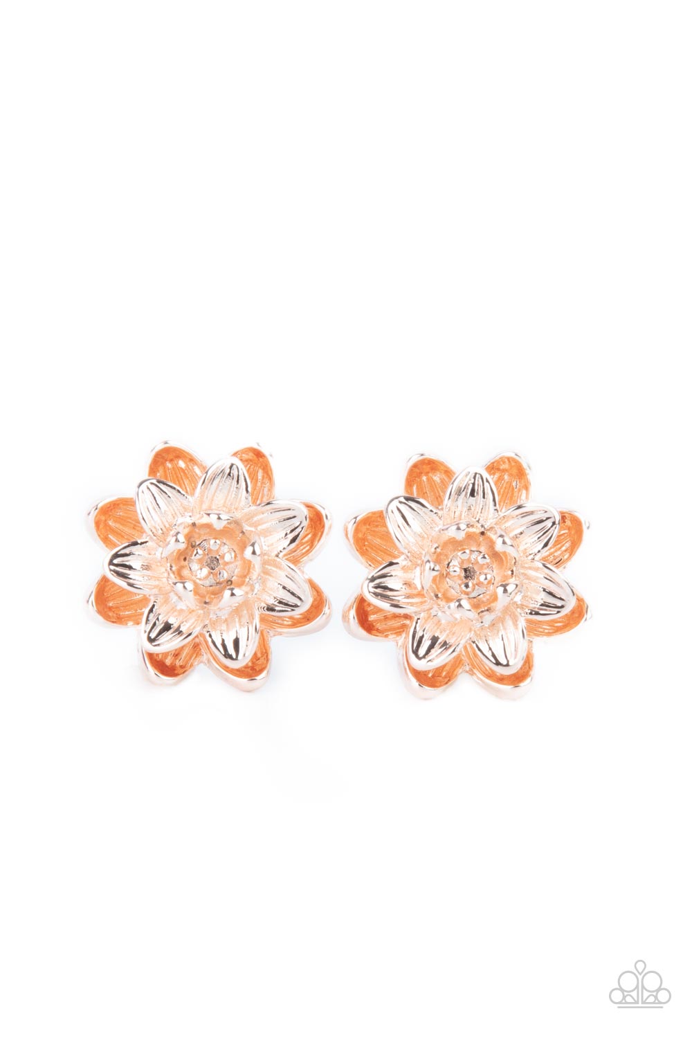 Water Lily Love - Rose Gold - Paparazzi Earrings