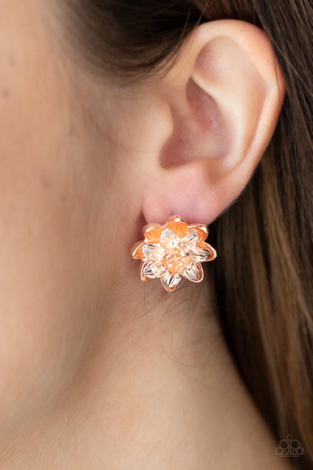 Water Lily Love - Rose Gold - Paparazzi Earrings