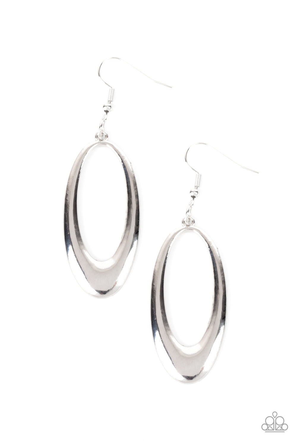 OVAL The Hill - Silver Paparazzi Earrings