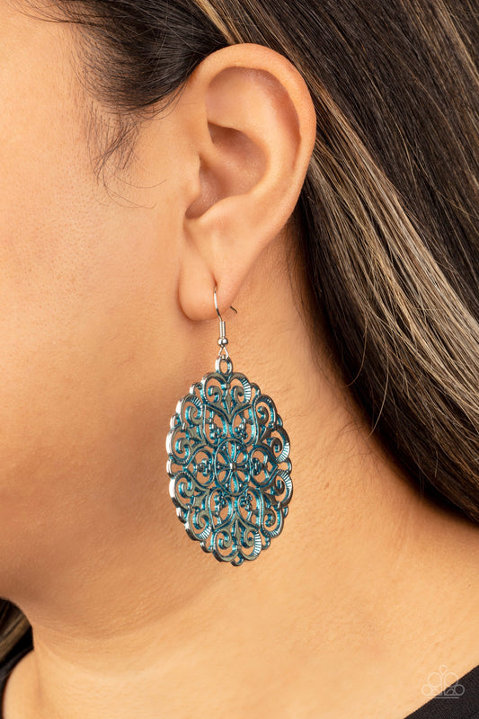 Paparazzi - MANDALA Effect - Blue Earrings