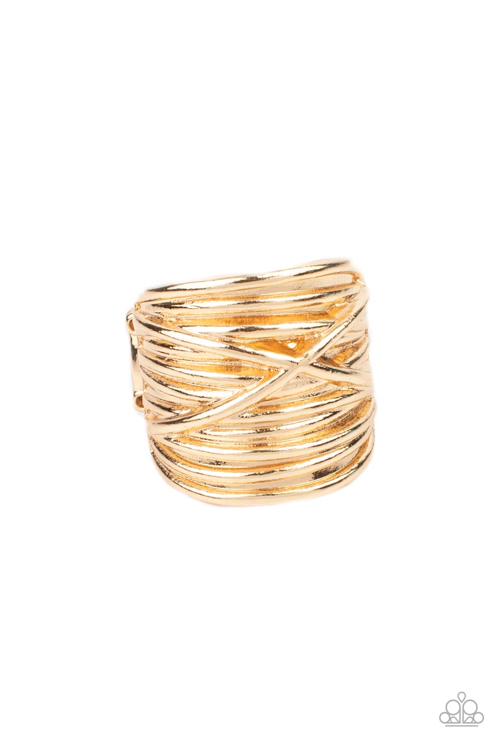 Urban Overlap - Gold Paparazzi Ring