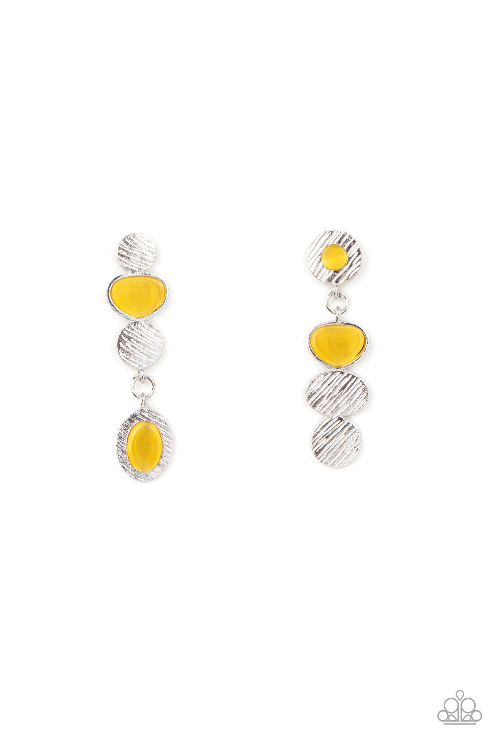 Paparazzi - Asymmetrical Appeal - Yellow Earrings