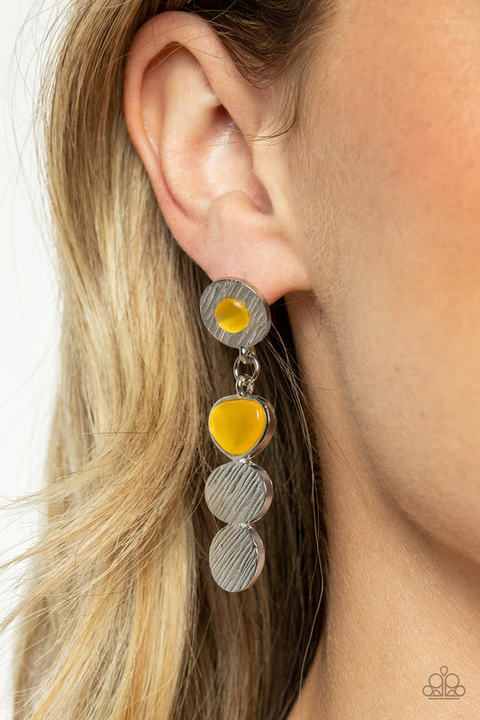 Paparazzi - Asymmetrical Appeal - Yellow Earrings