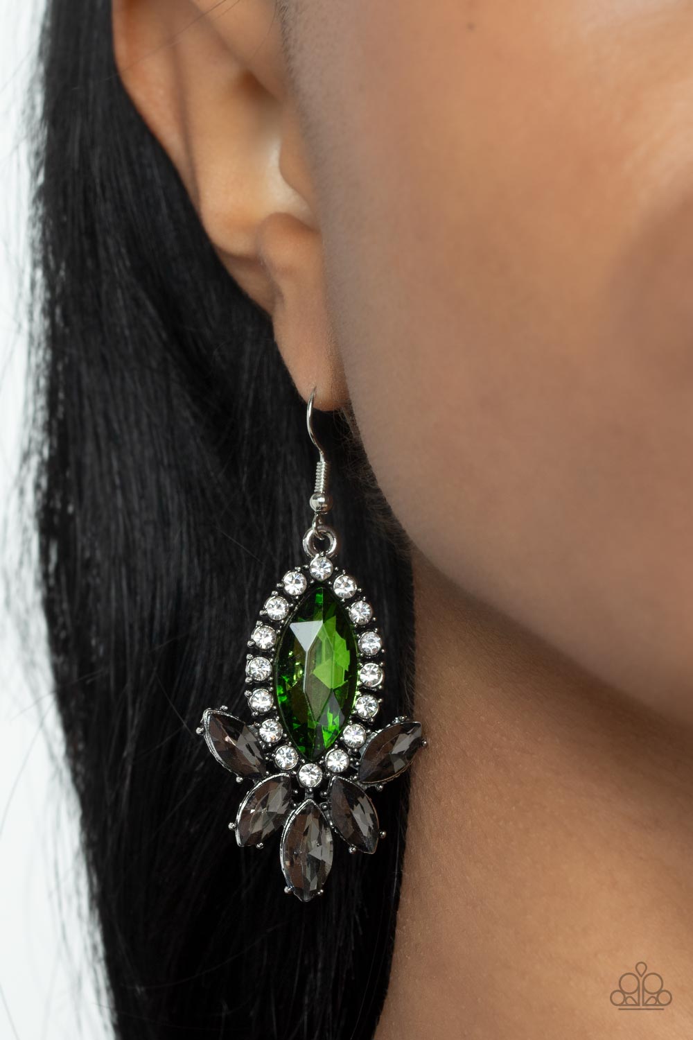 Serving Up Sparkle - Green - Paparazzi Earrings