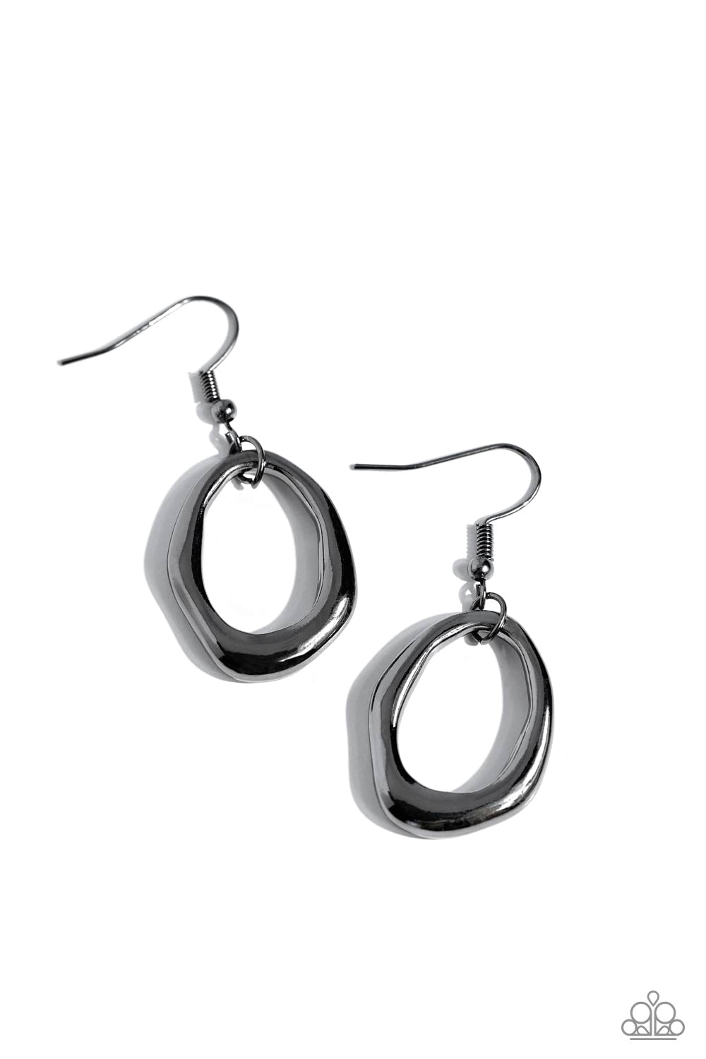 Paparazzi - Asymmetrically Artisan - Black Earrings