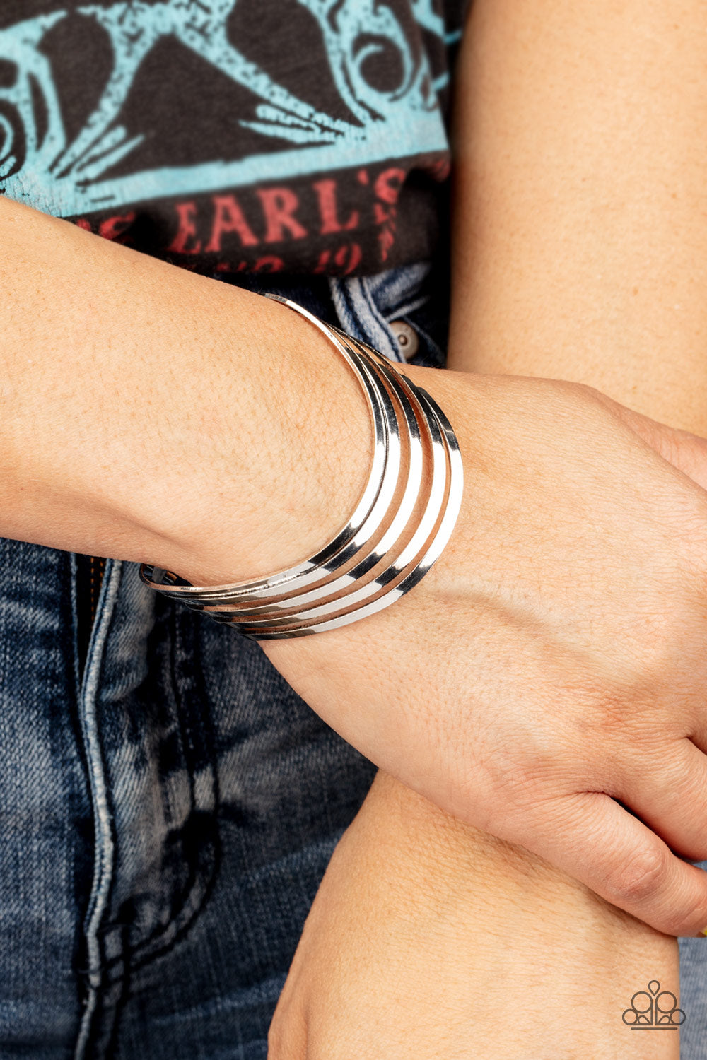 Tantalizingly Tiered - Silver Paparazzi Bracelet