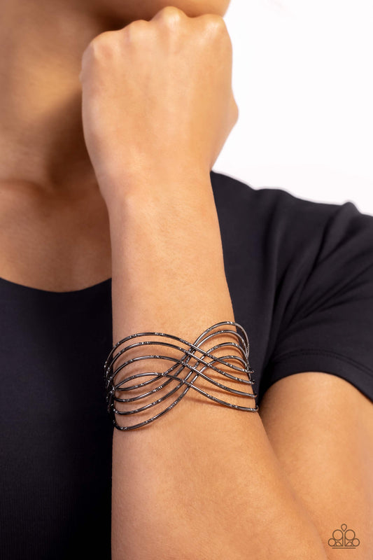 Paparazzi - WIRE Away - Black Cuff Bracelet