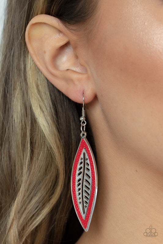 Paparazzi Leather Lagoon Red Earrings