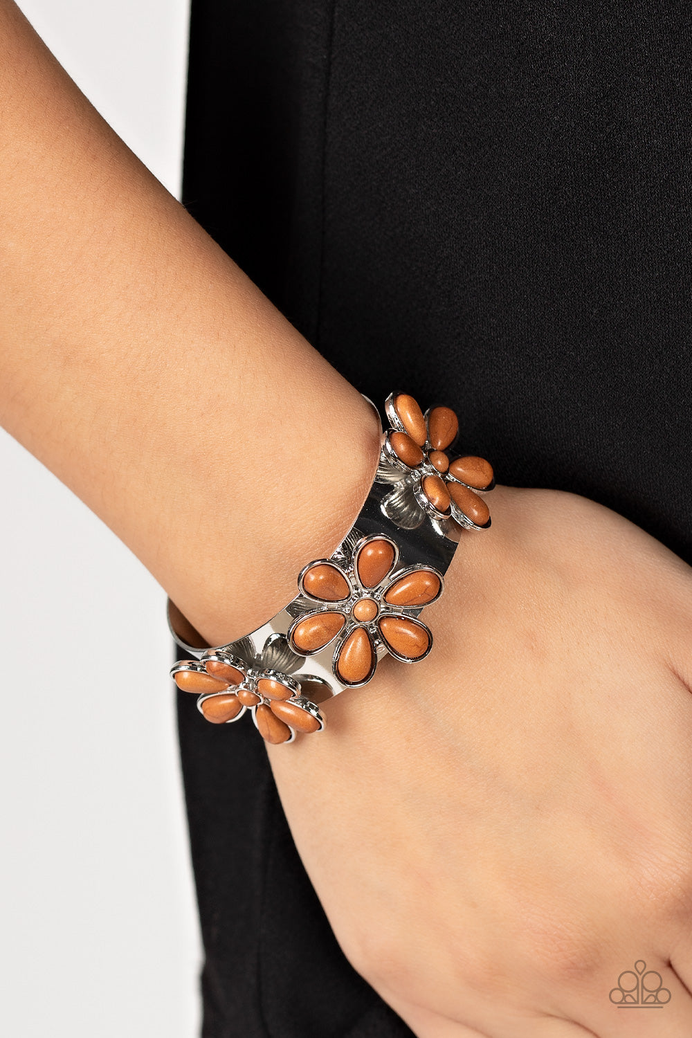 Desert Flower Patch - Brown Bracelet-Paparazzi